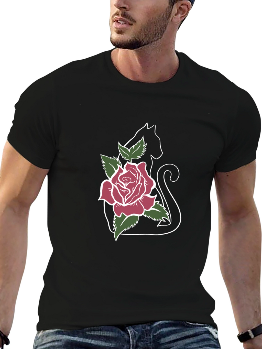Black Cat Rose T-Shirt