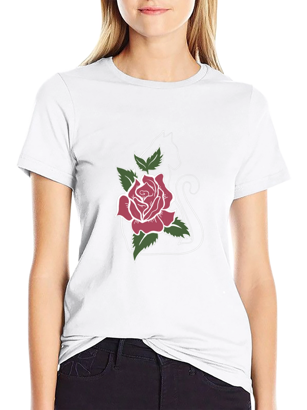 Black Cat Rose T-Shirt