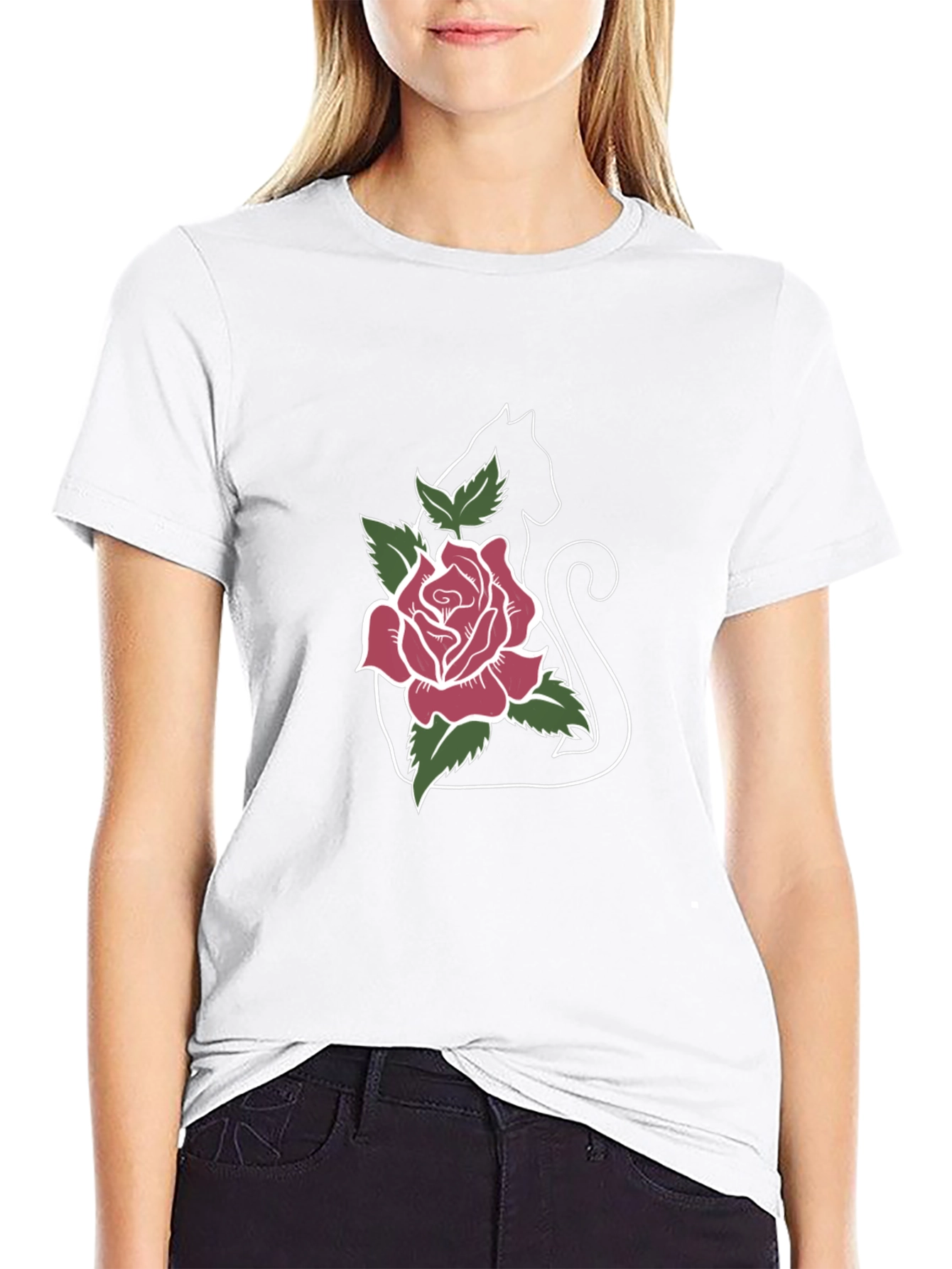 Black Cat Rose T-Shirt
