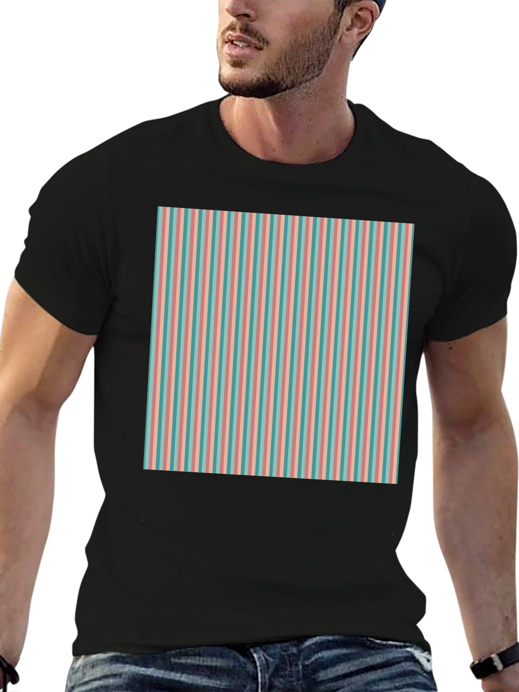 Striped Pattern Tee - Retro Style