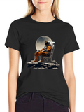 Astronaut Moon Chair Graphic Tee - Relaxed Space Style