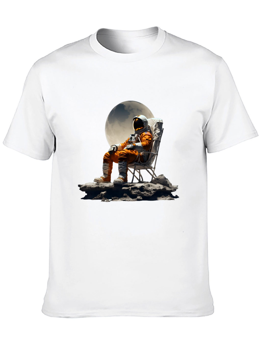 Astronaut Moon Chair Graphic Tee - Relaxed Space Style