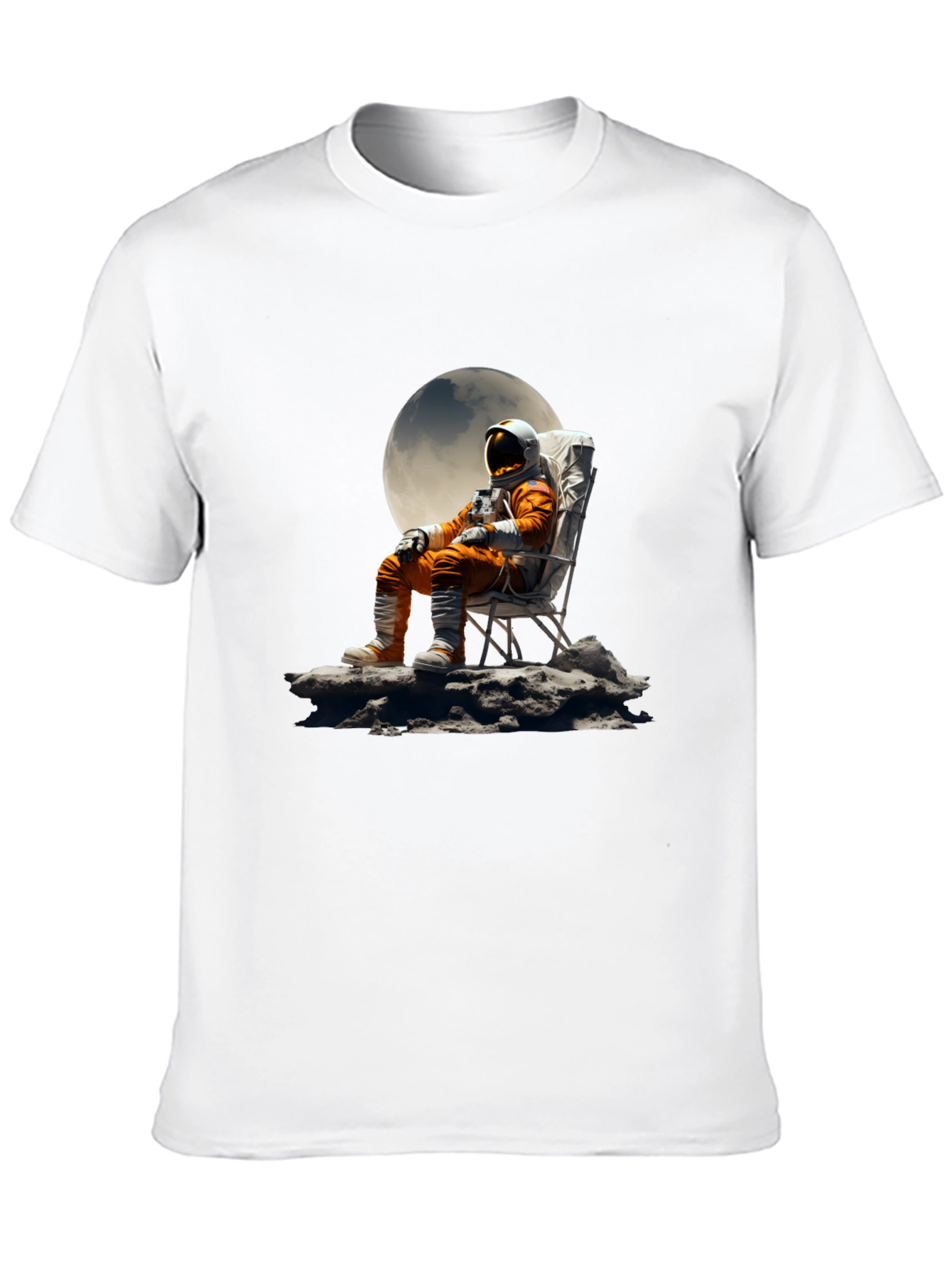Astronaut Moon Chair Graphic Tee - Relaxed Space Style