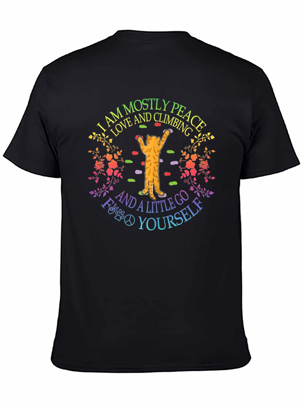 Peace Love Climbing Cat Graphic Tee