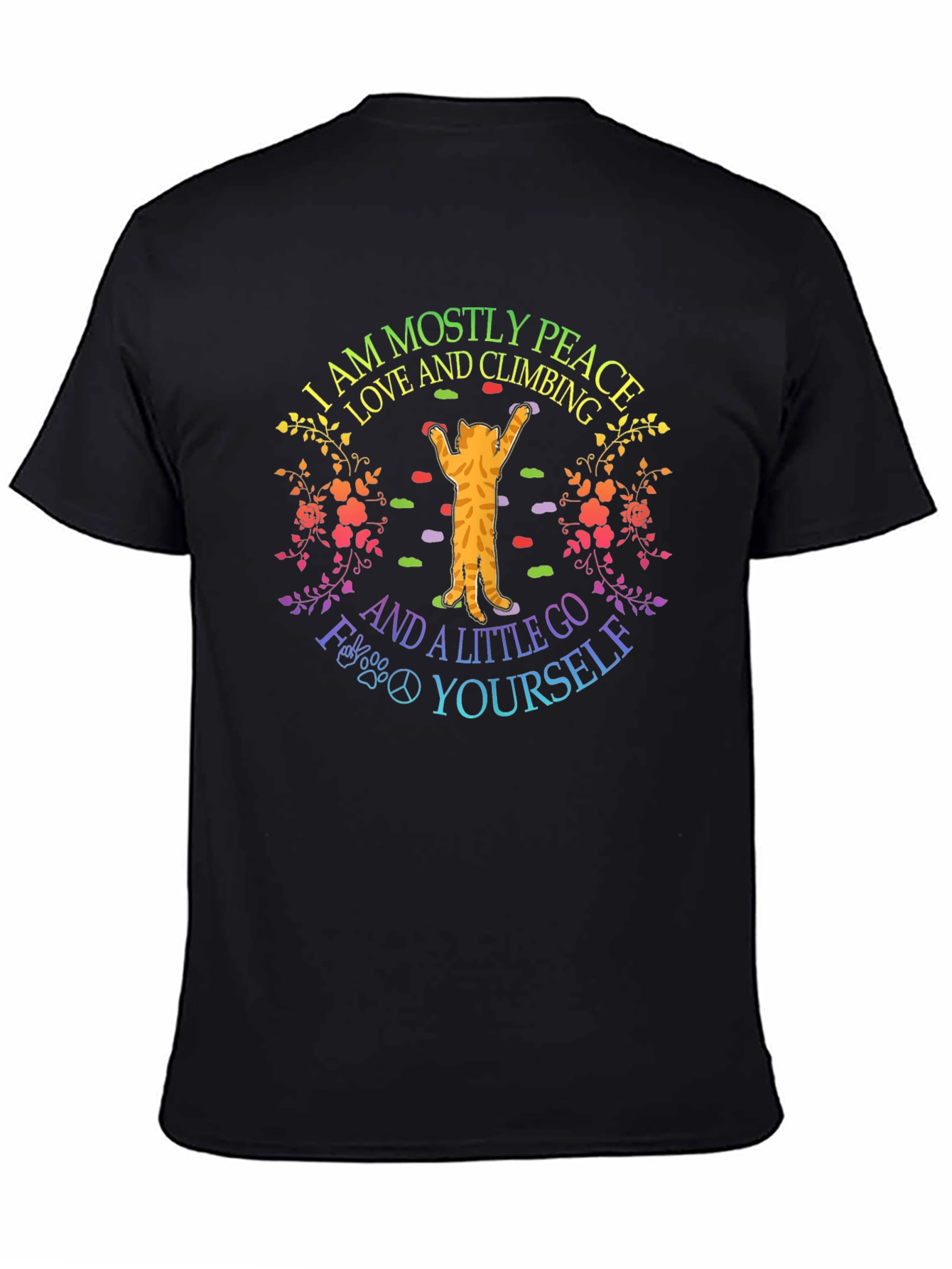 Peace Love Climbing Cat Graphic Tee