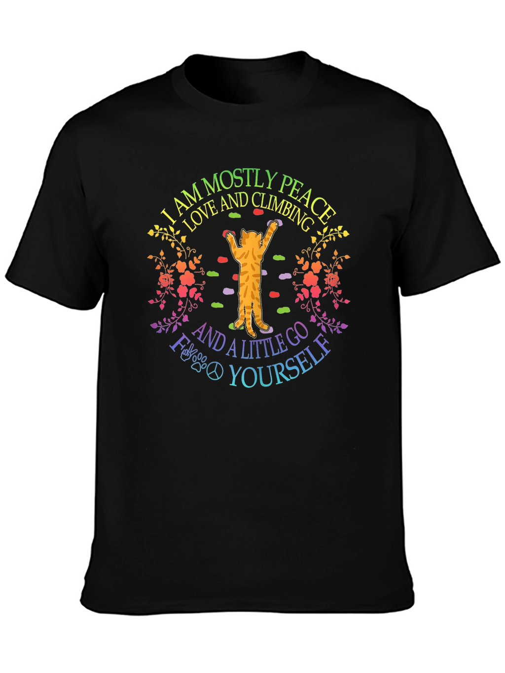 Peace Love Climbing Cat Graphic Tee