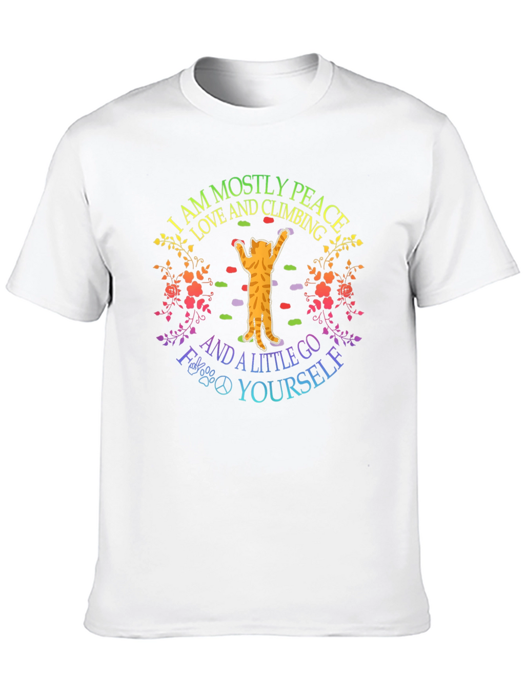 Peace Love Climbing Cat Graphic Tee