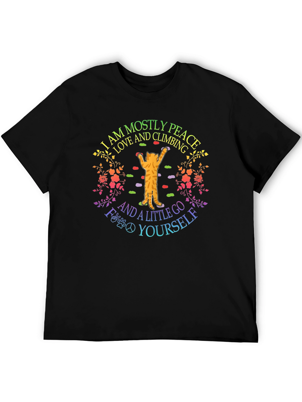 Peace Love Climbing Cat Graphic Tee
