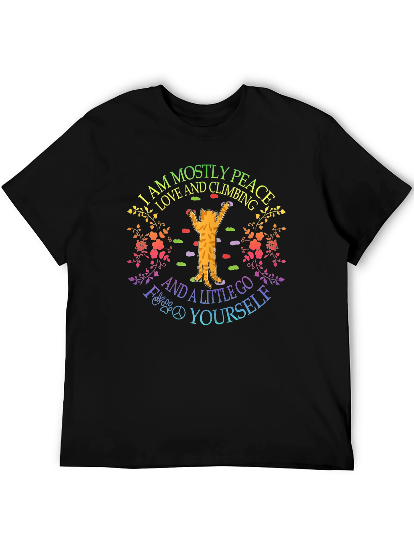 Peace Love Climbing Cat Graphic Tee