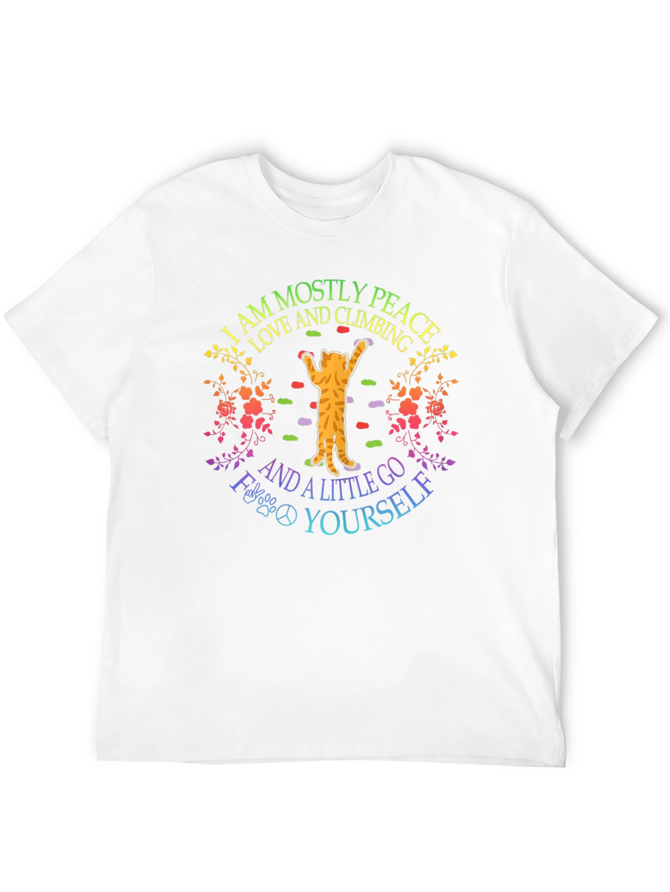 Peace Love Climbing Cat Graphic Tee