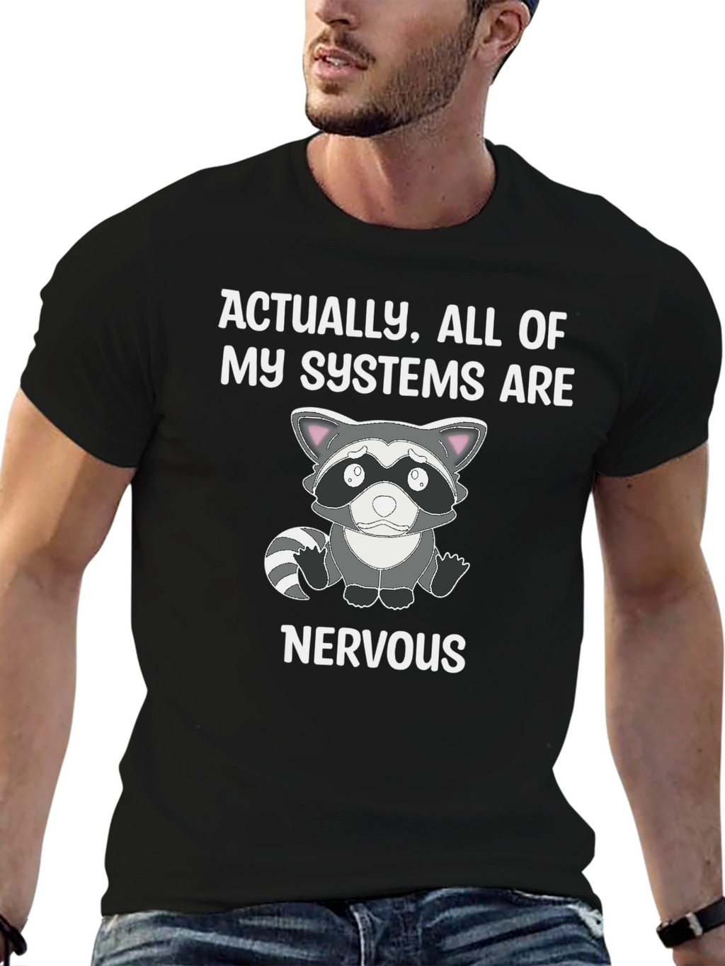 Nervous Raccoon Systems T-Shirt - Funny Graphic Tee