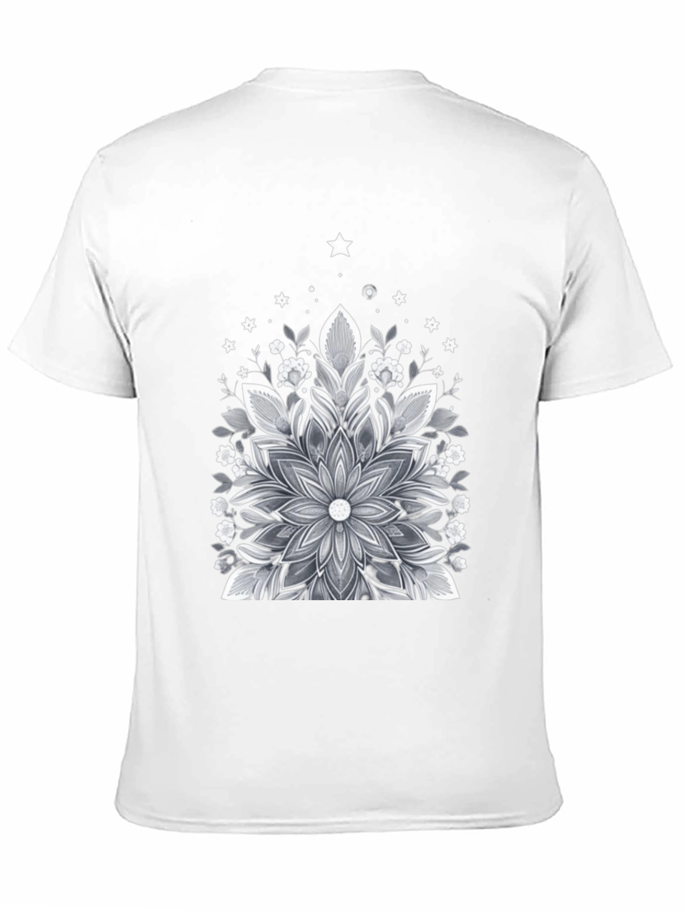 Floral Mandala Graphic Tee - Black Cotton Blend