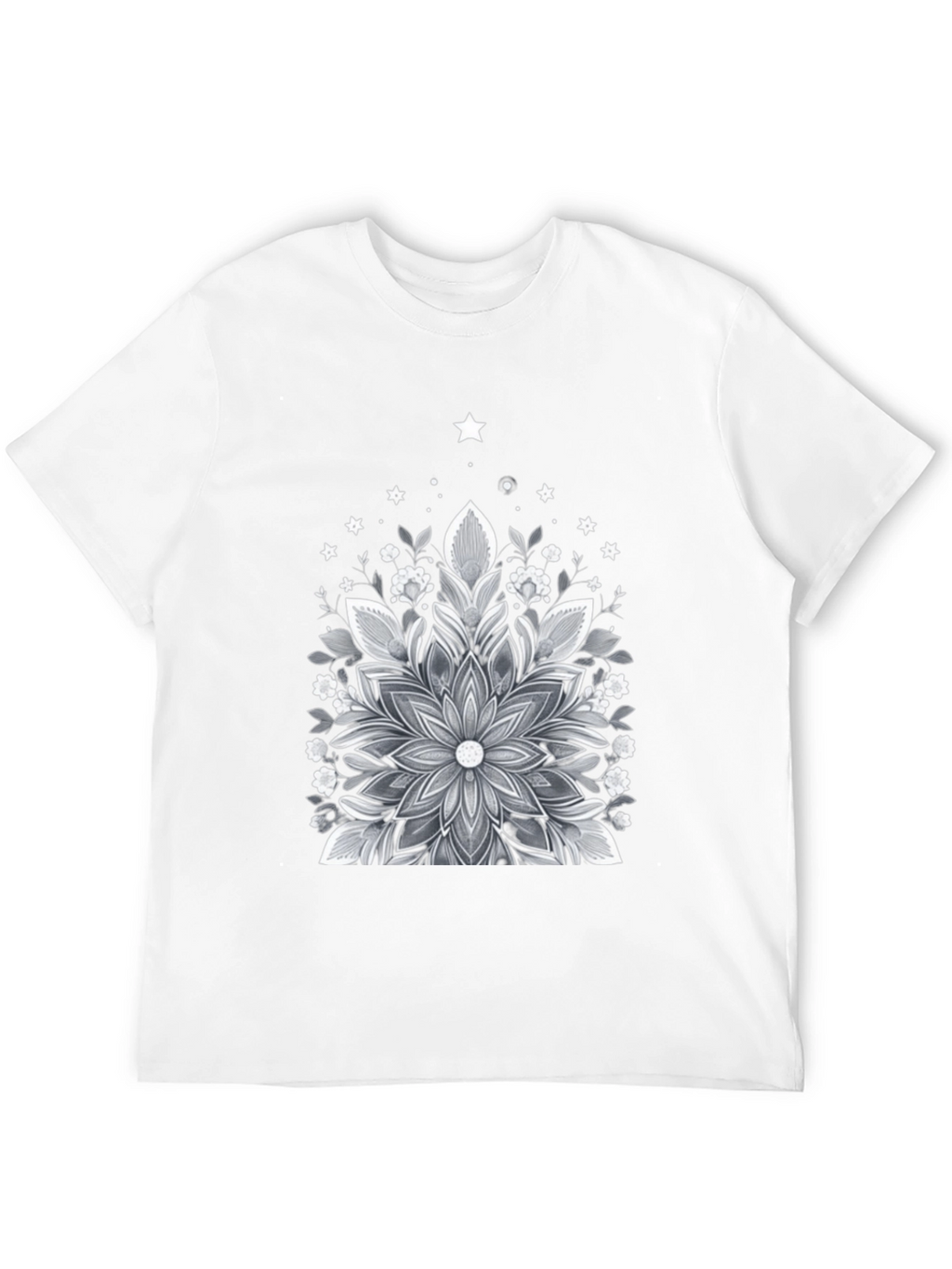 Floral Mandala Graphic Tee - Black Cotton Blend
