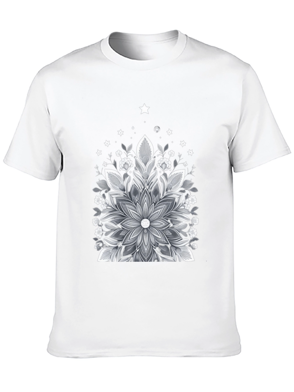 Floral Mandala Graphic Tee - Black Cotton Blend
