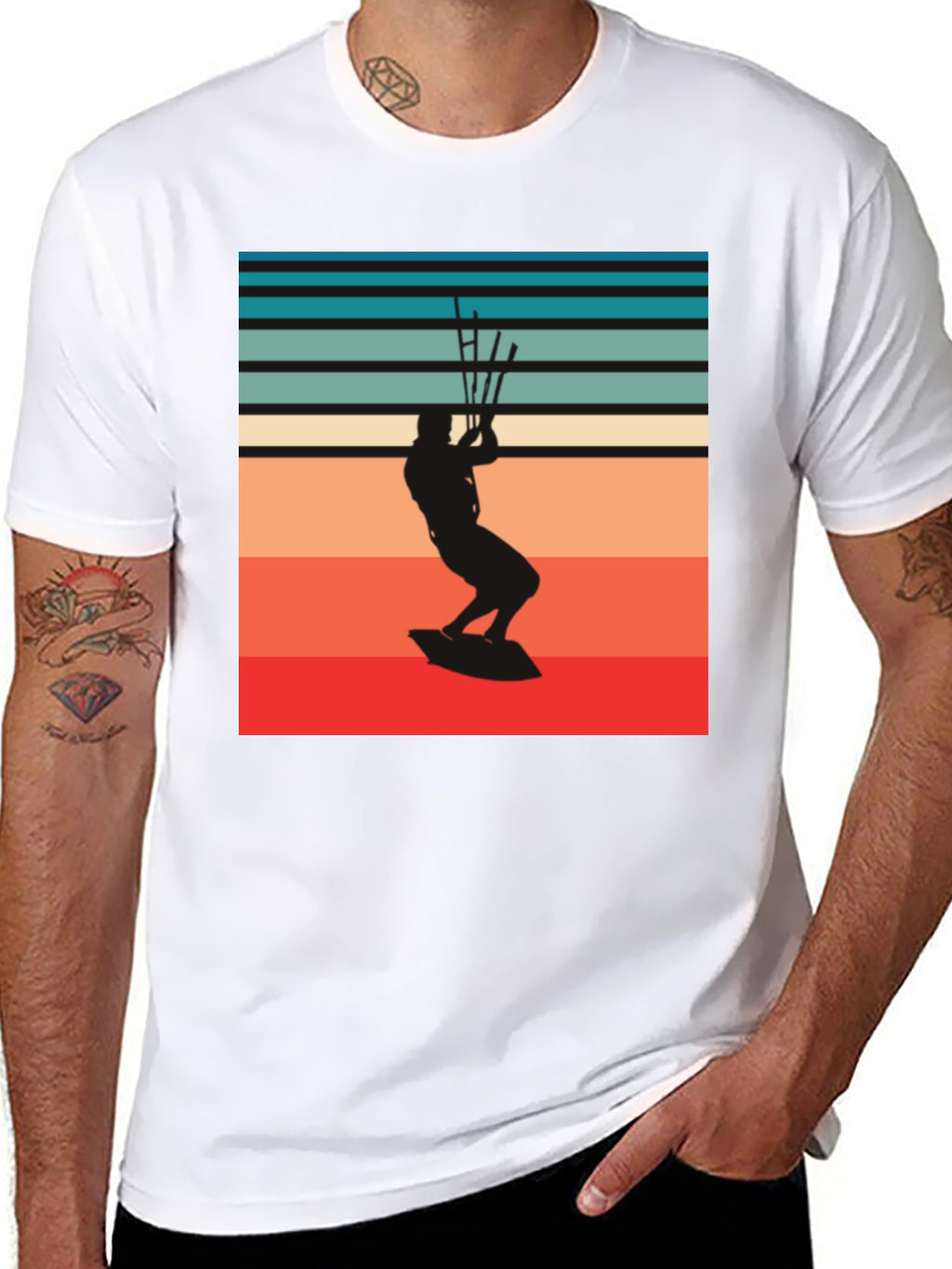 Retro Kitesurfer Graphic Tee - Black