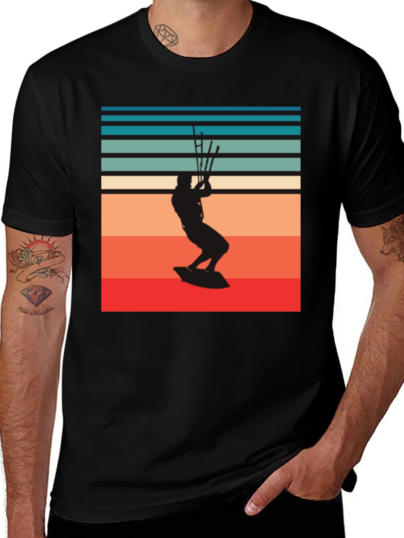 Retro Kitesurfer Graphic Tee - Black