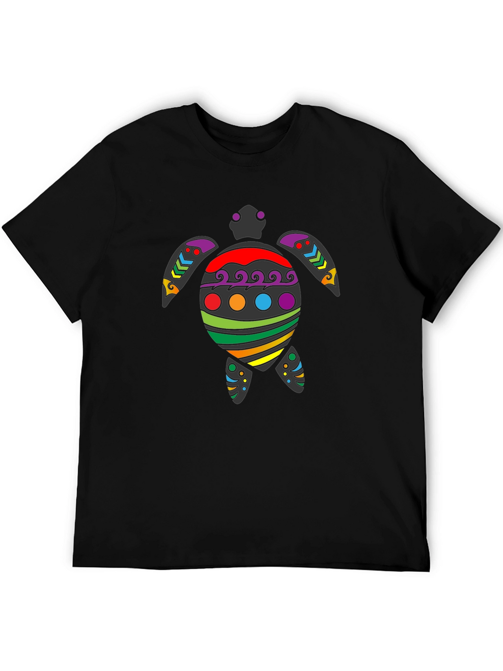 Rainbow Turtle Graphic Tee - Black