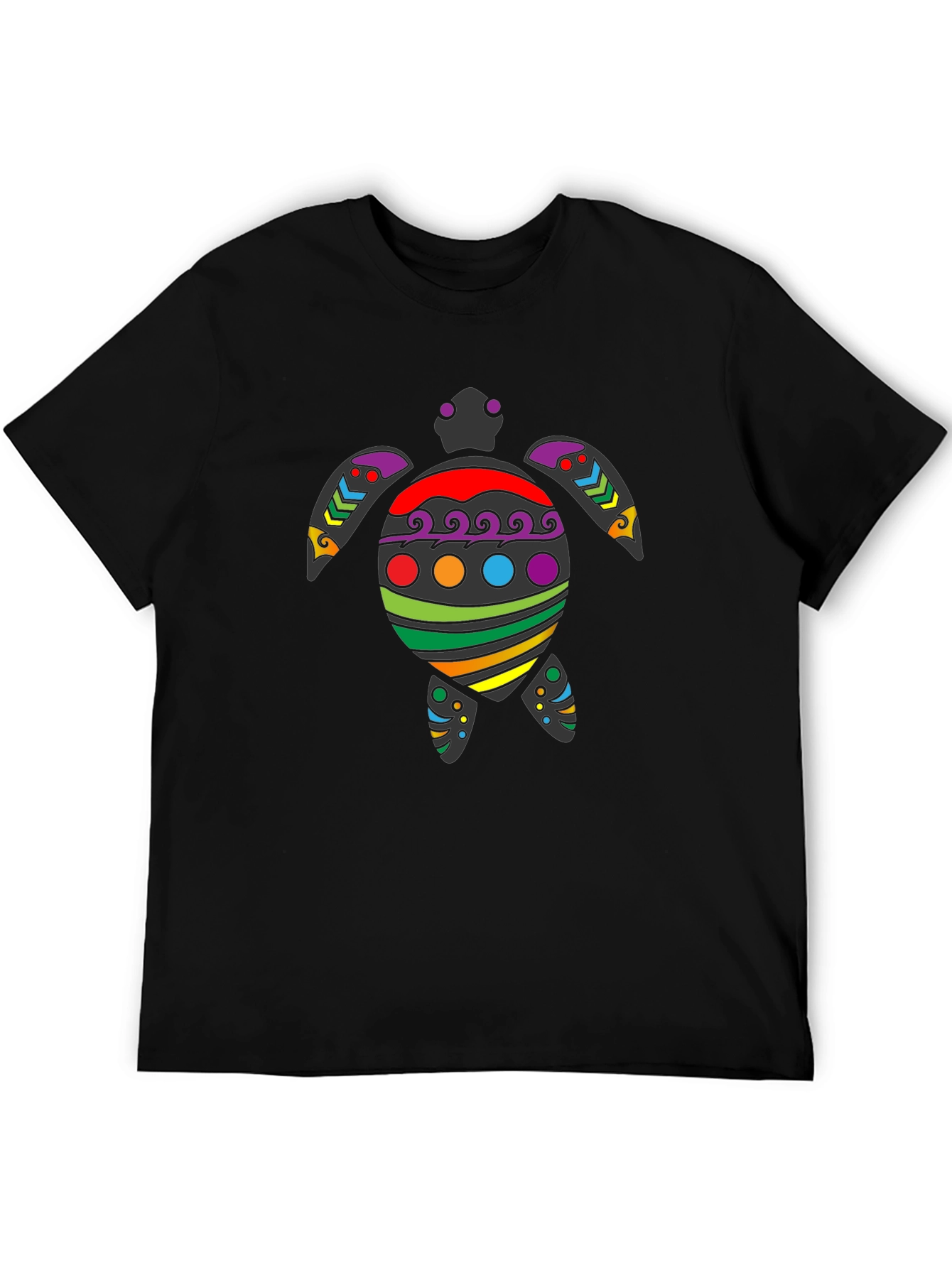Rainbow Turtle Graphic Tee - Black