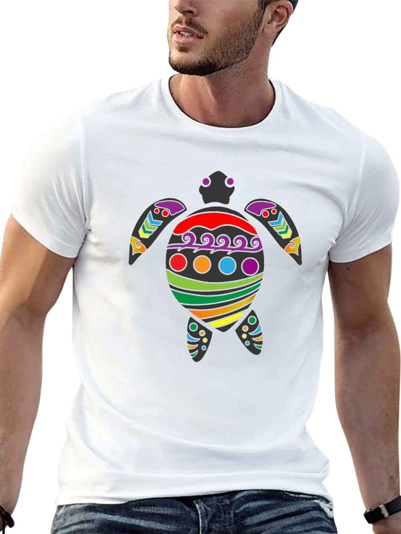 Rainbow Turtle Graphic Tee - Black