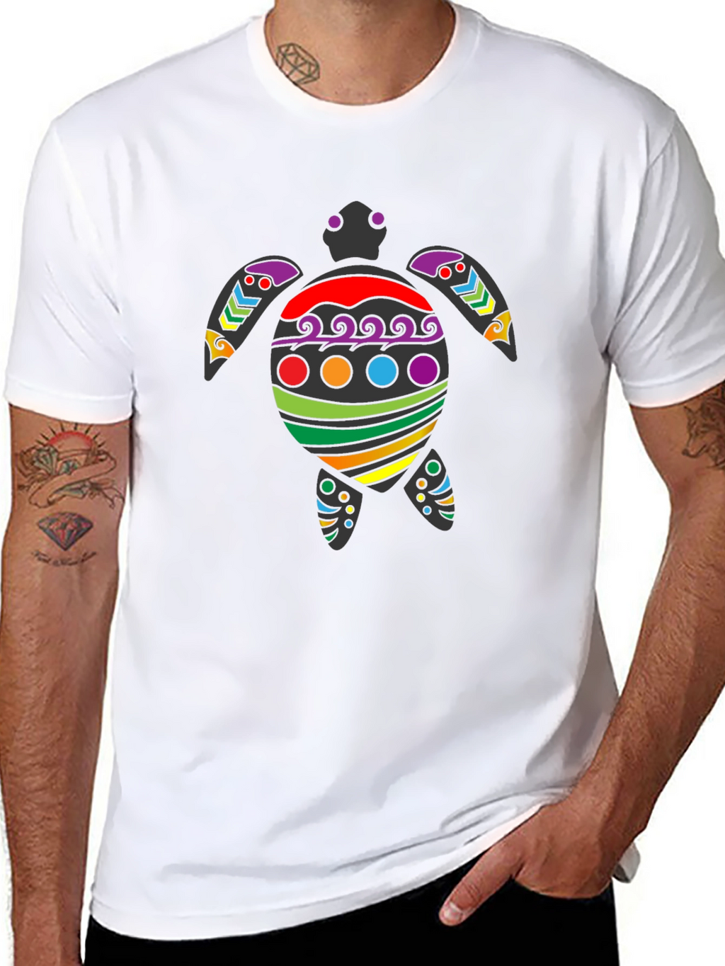 Rainbow Turtle Graphic Tee - Black