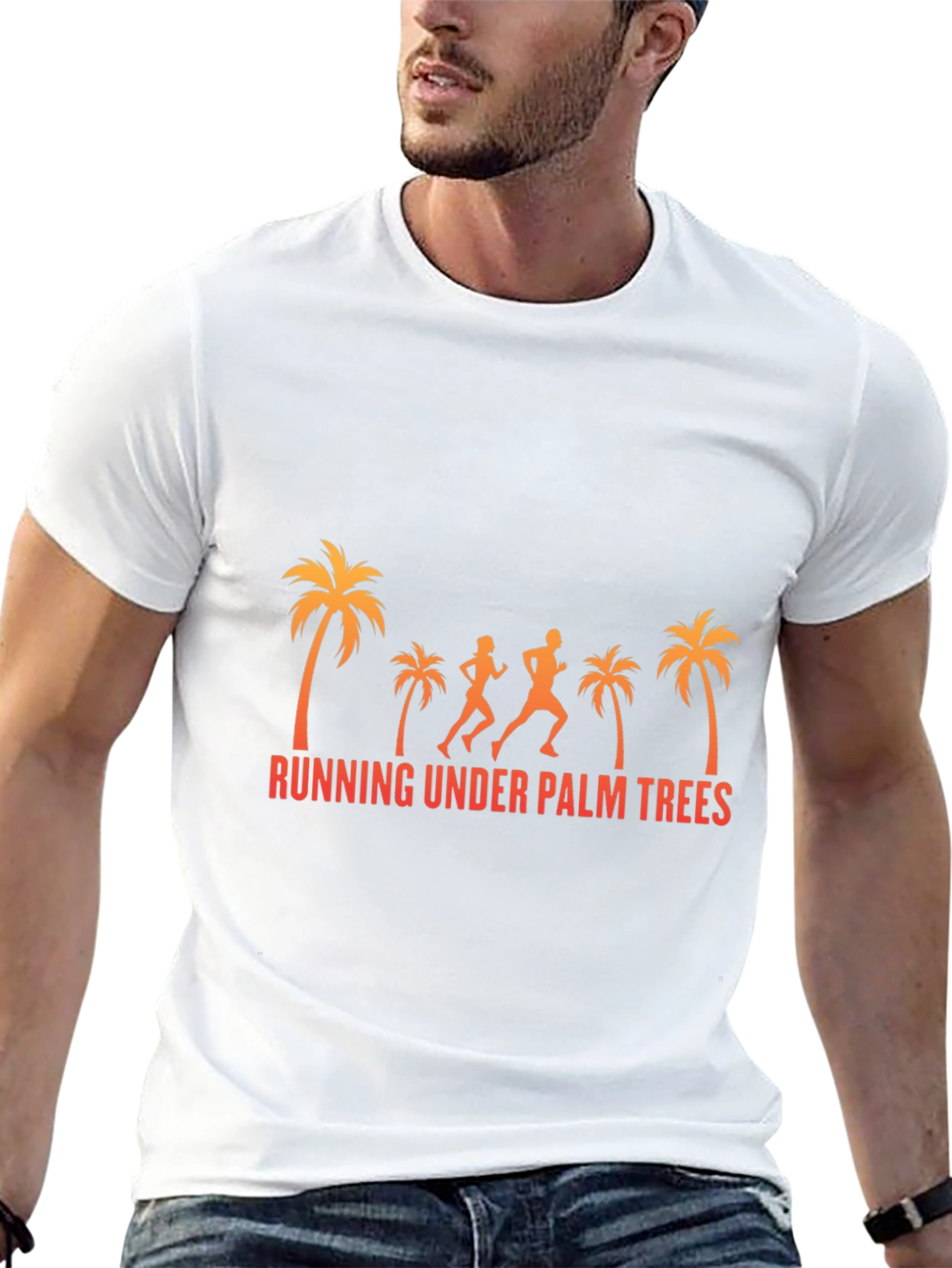 Running Under Palm Trees Graphic Tee