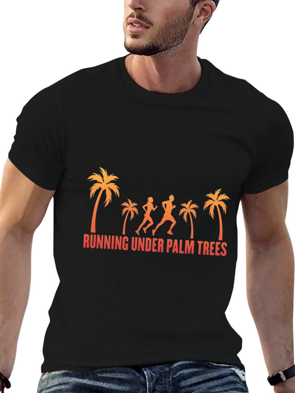 Running Under Palm Trees Graphic Tee