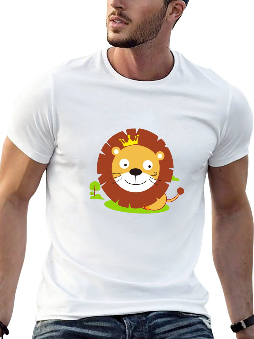Cute Lion King Graphic Tee - Black Cotton Shirt