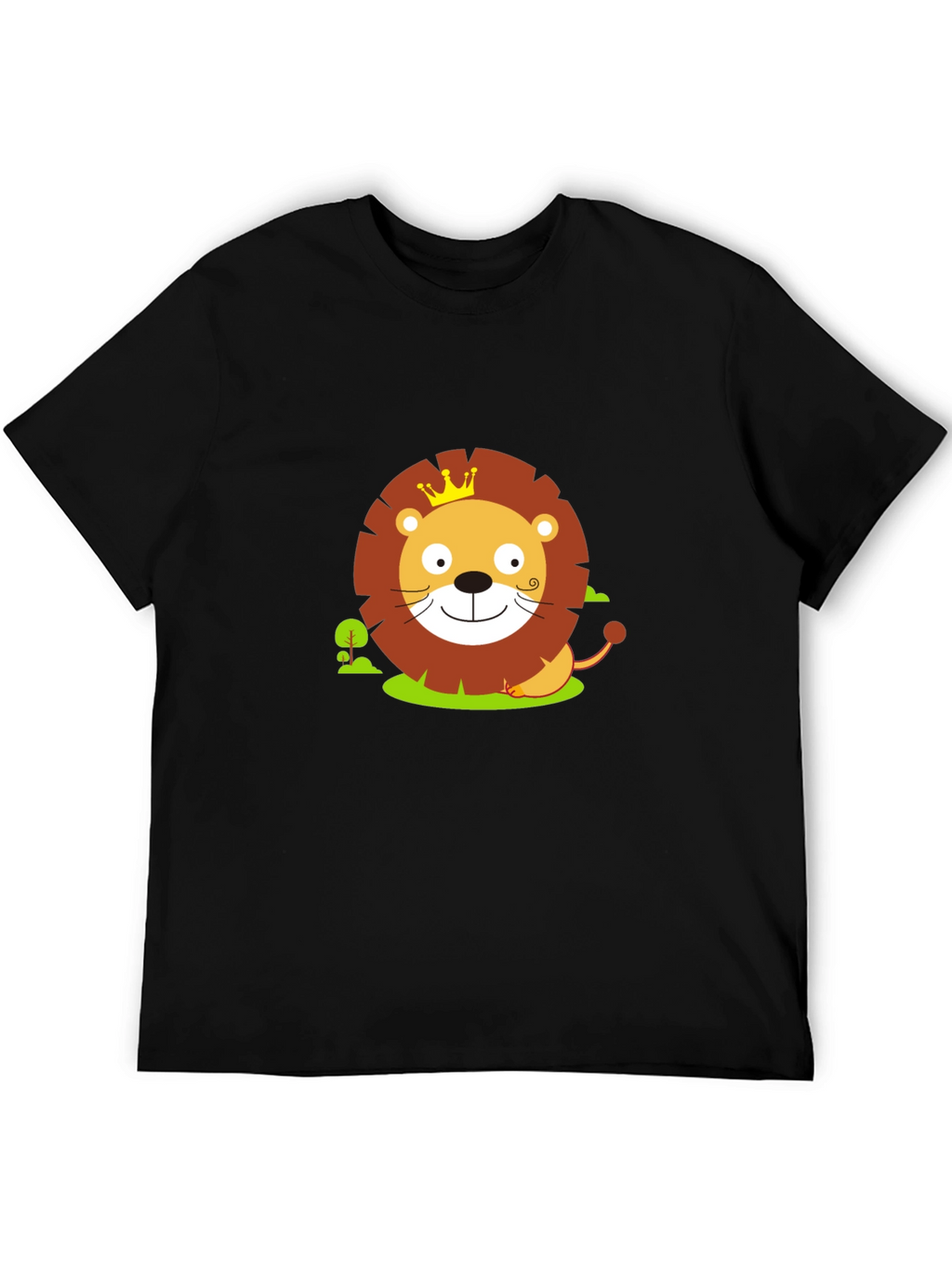 Cute Lion King Graphic Tee - Black Cotton Shirt