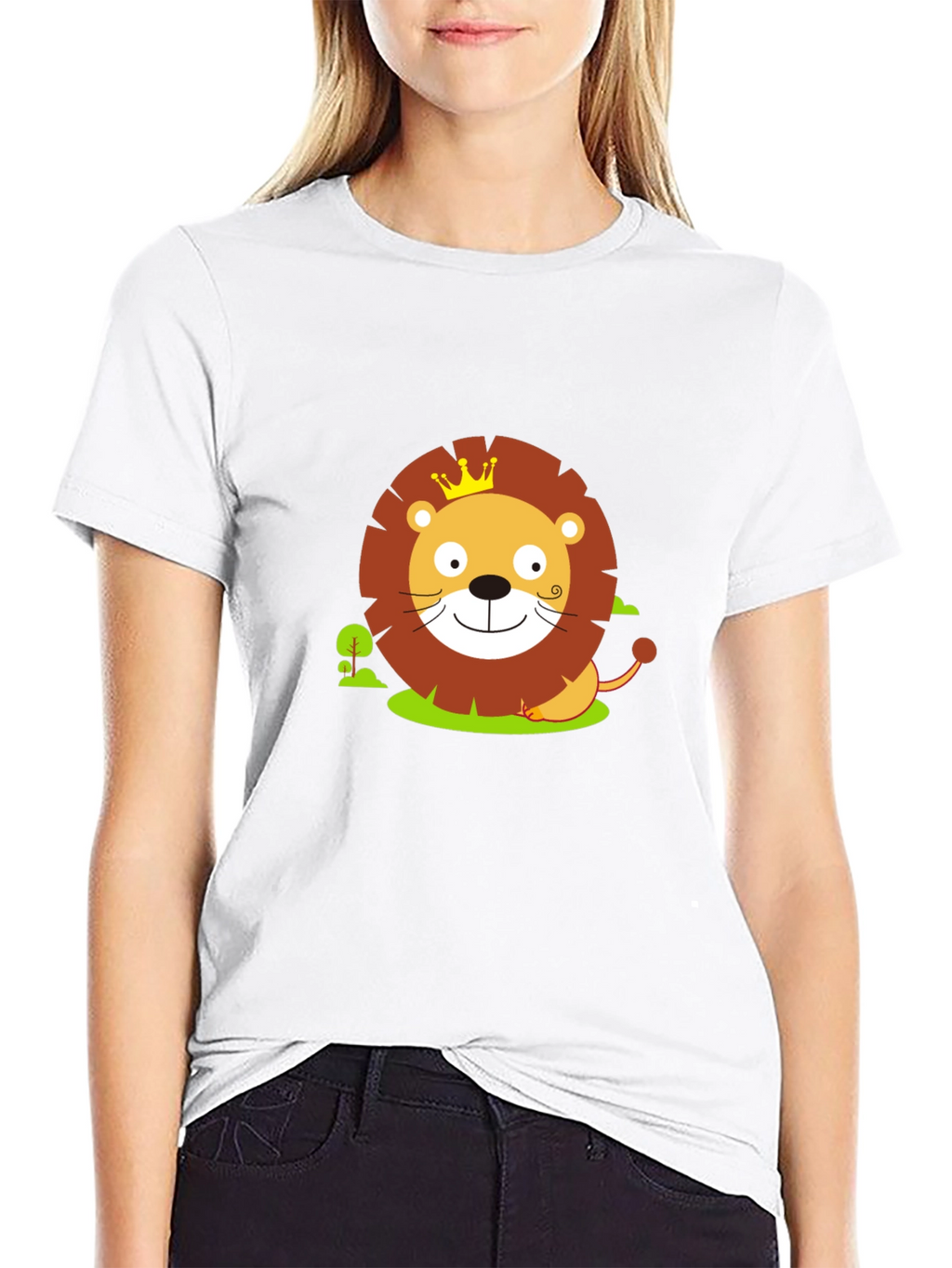 Cute Lion King Graphic Tee - Black Cotton Shirt