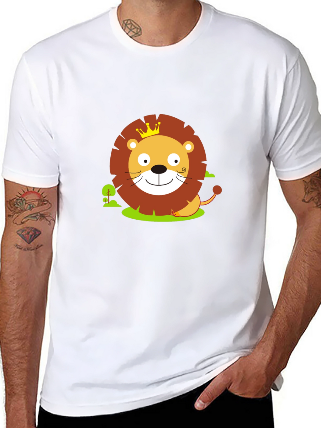 Cute Lion King Graphic Tee - Black Cotton Shirt