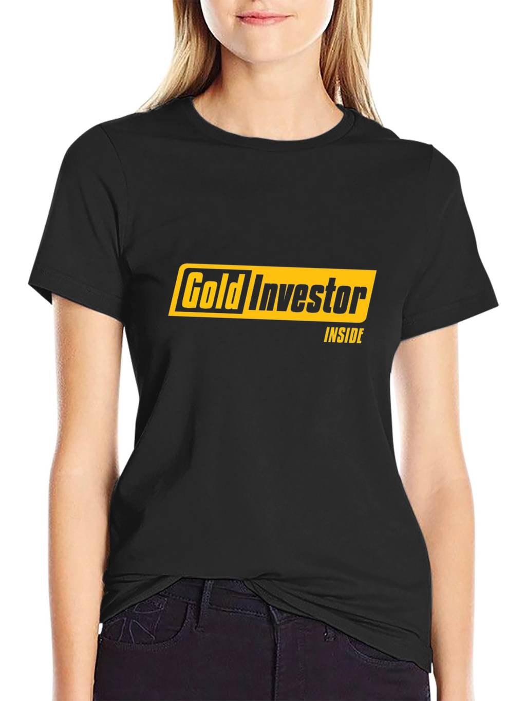 Gold Investor Inside Black T-Shirt