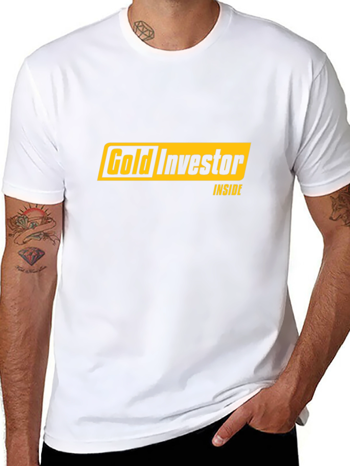 Gold Investor Inside Black T-Shirt