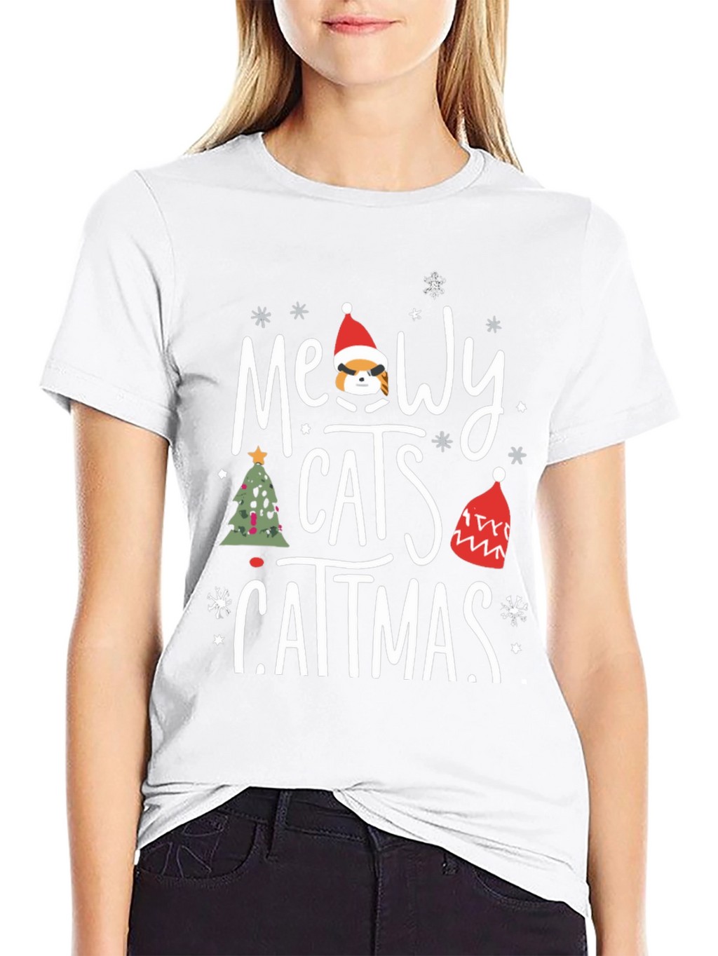 Meowy Catmas T-Shirt - Holiday Cat Lover Tee