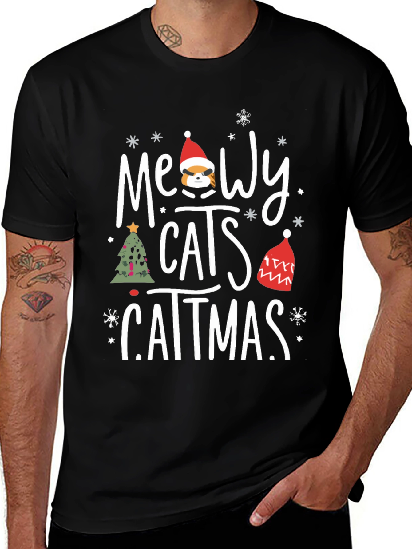Meowy Catmas T-Shirt - Holiday Cat Lover Tee
