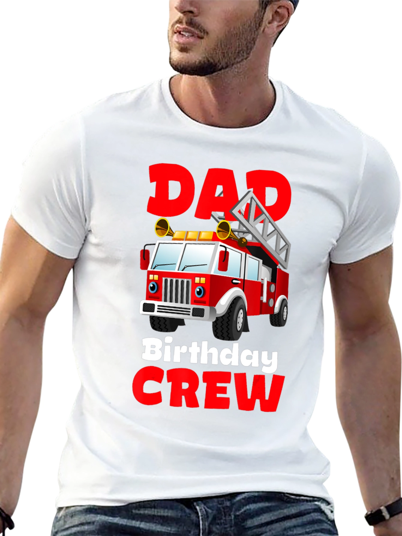Dad Birthday Crew Firetruck T-Shirt