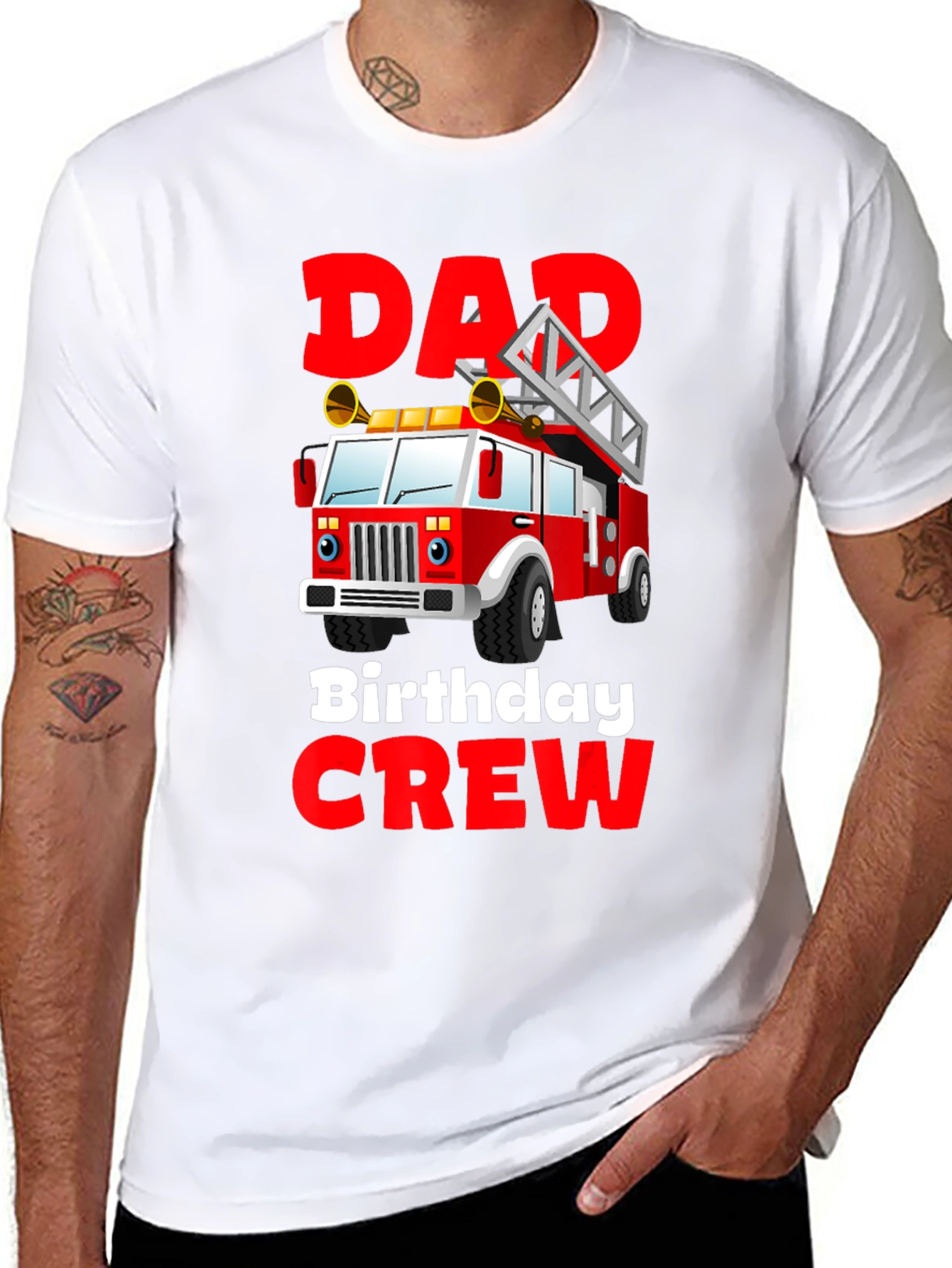 Dad Birthday Crew Firetruck T-Shirt