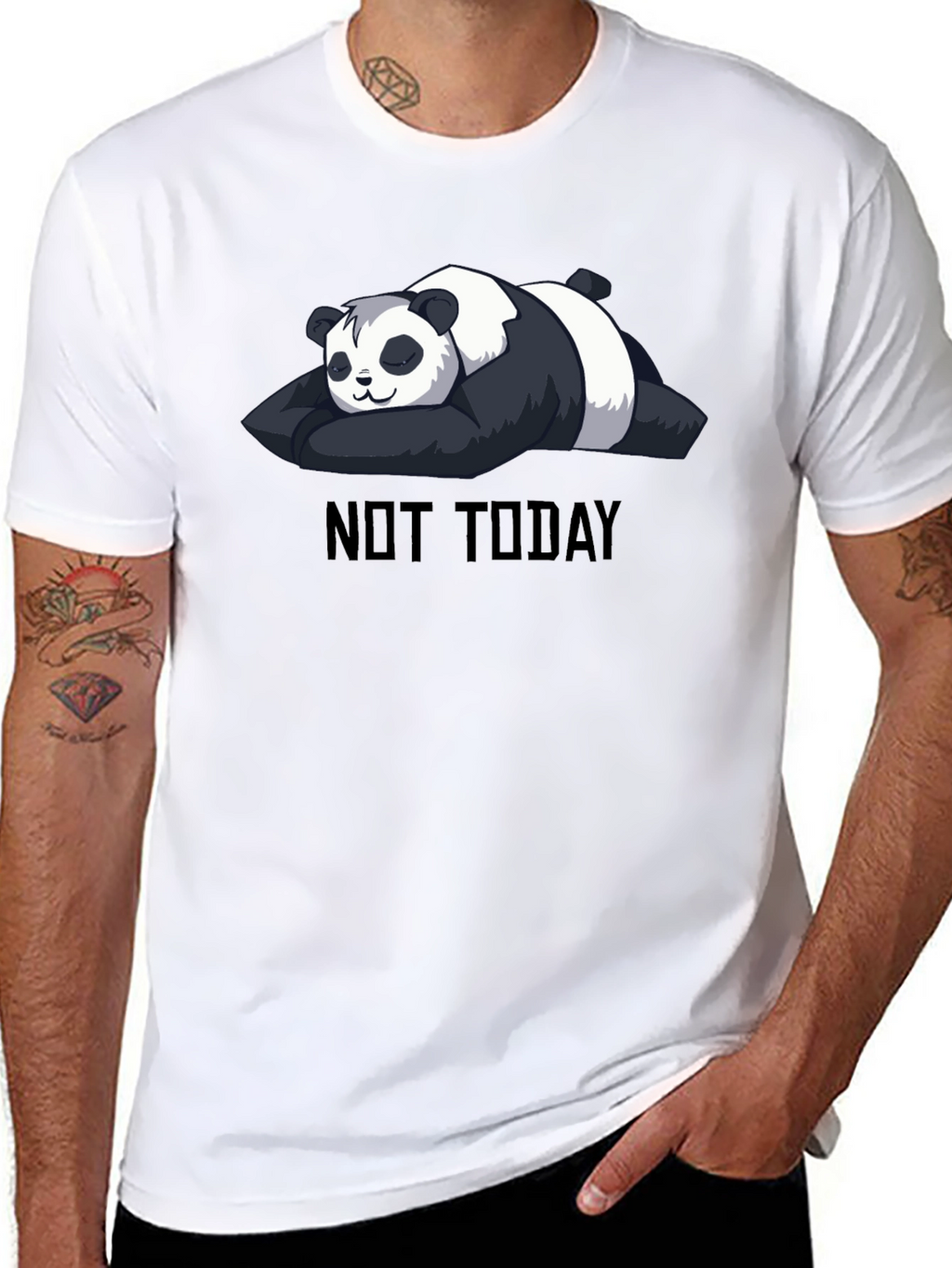 Not Today Panda T-Shirt - Black Cute & Funny