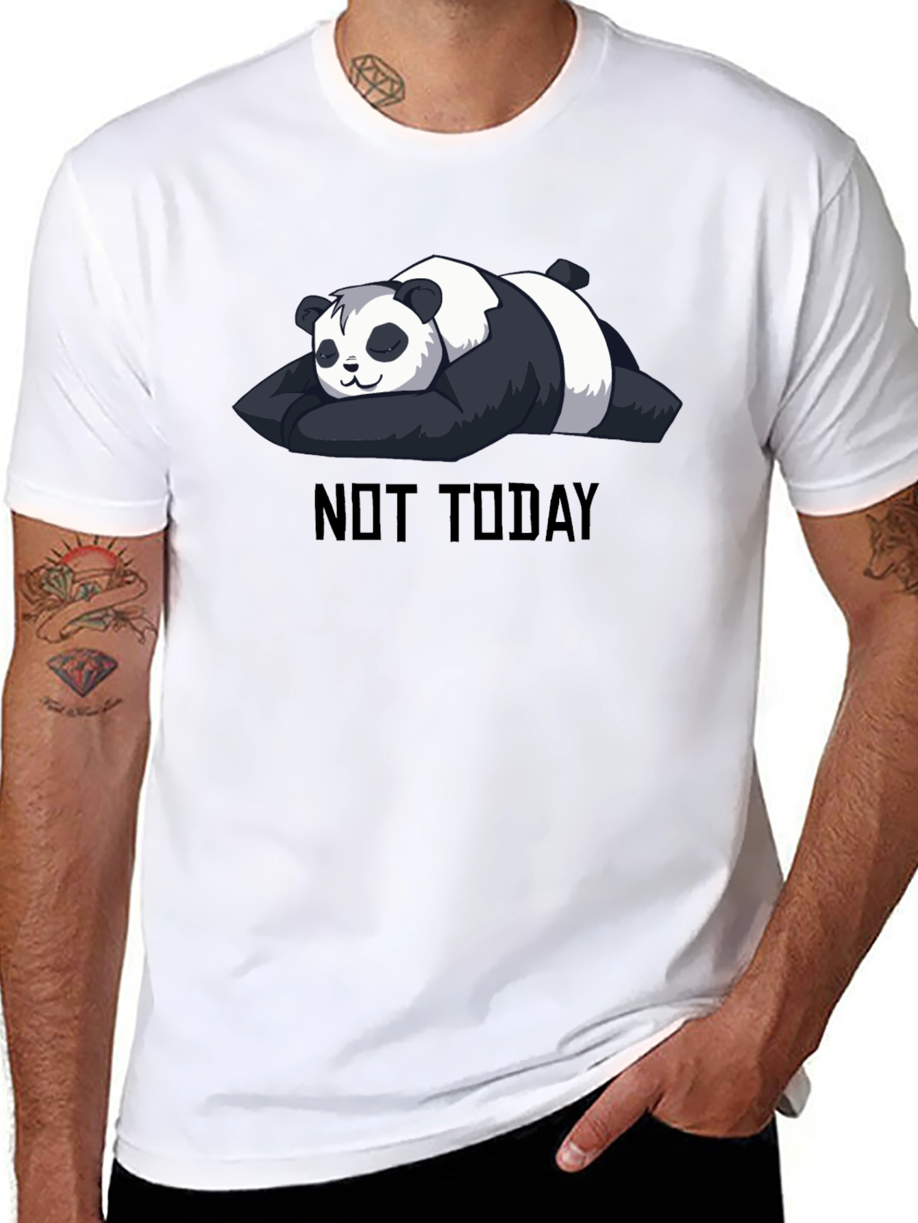 Not Today Panda T-Shirt - Black Cute & Funny