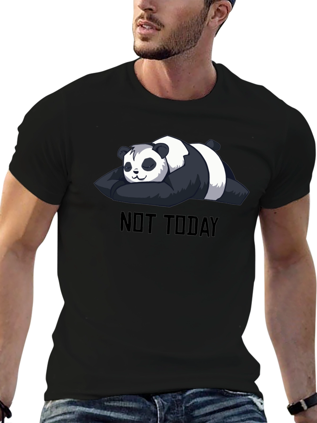 Not Today Panda T-Shirt - Black Cute & Funny