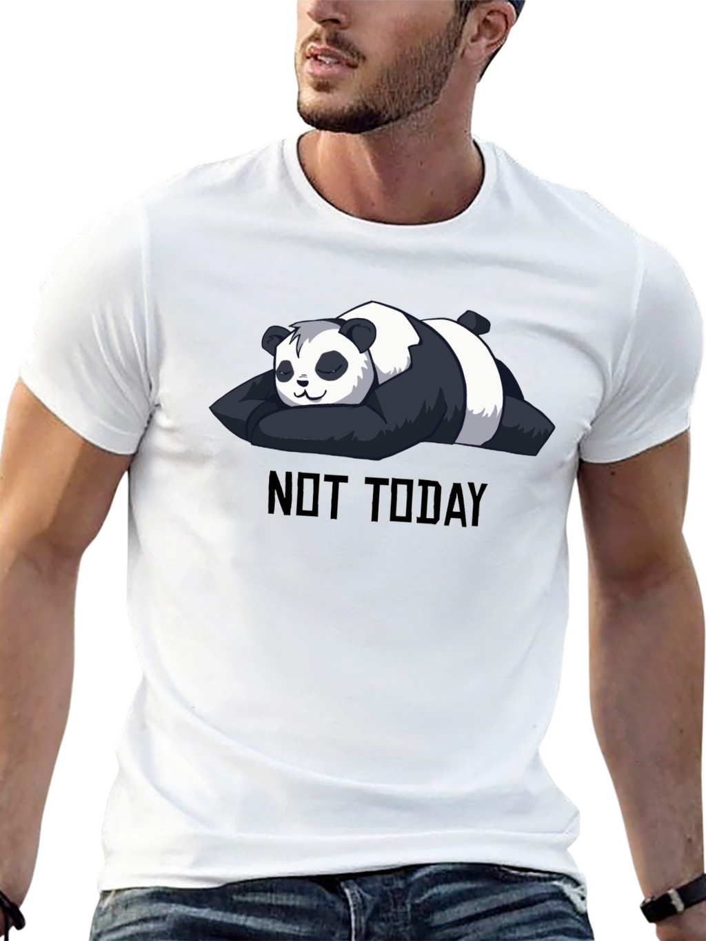 Not Today Panda T-Shirt - Black Cute & Funny