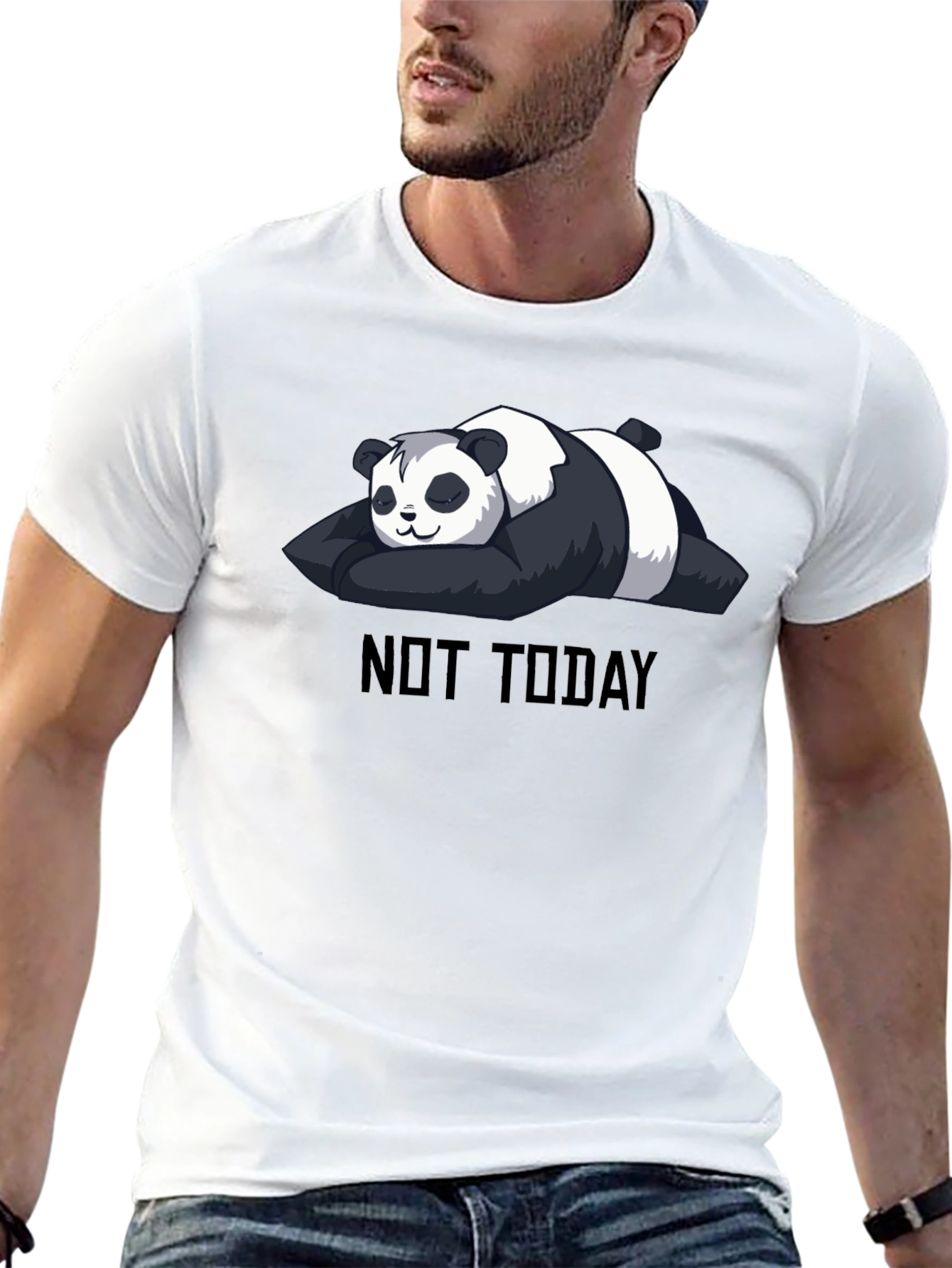Not Today Panda T-Shirt - Black Cute & Funny