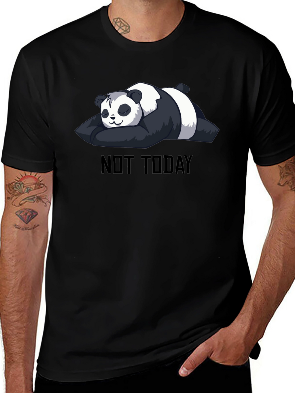 Not Today Panda T-Shirt - Black Cute & Funny