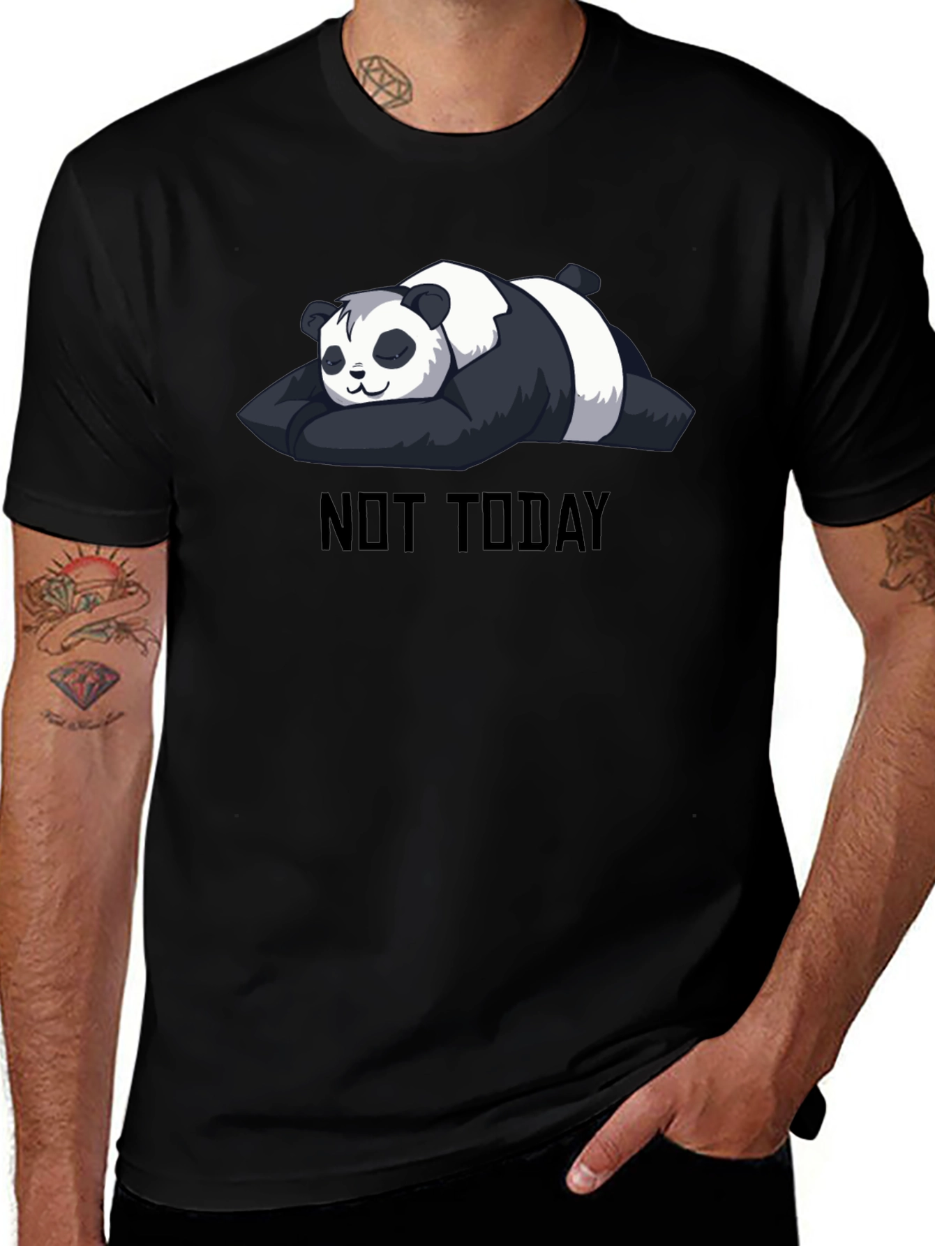 Not Today Panda T-Shirt - Black Cute & Funny