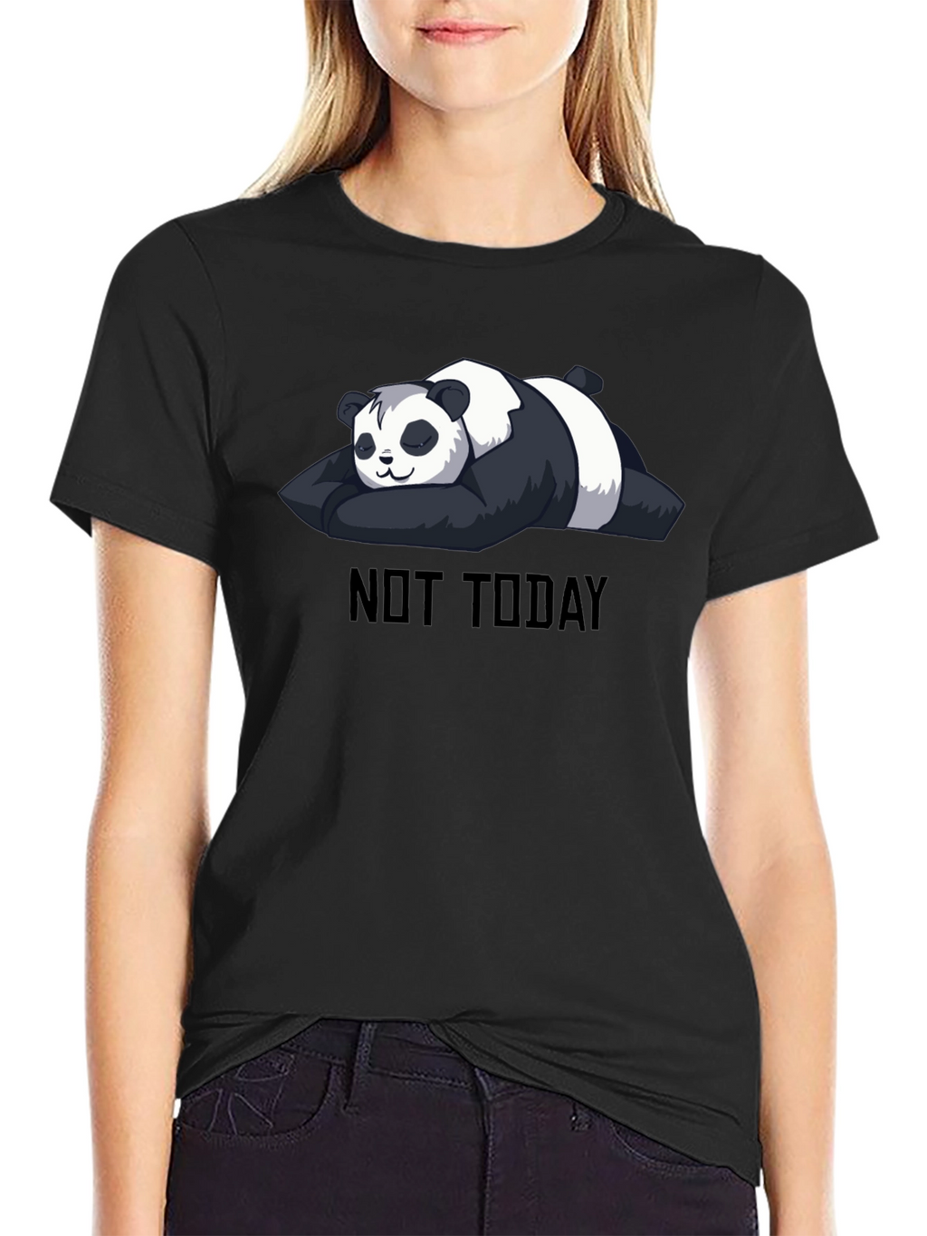 Not Today Panda T-Shirt - Black Cute & Funny