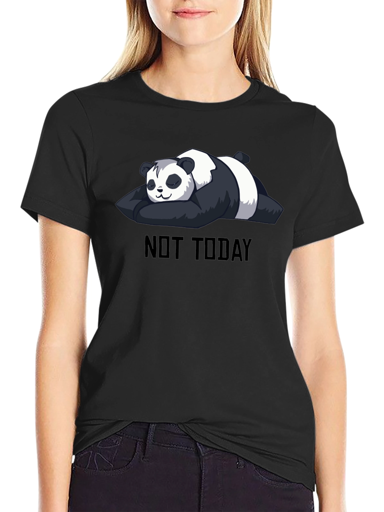 Not Today Panda T-Shirt - Black Cute & Funny