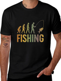 Evolution of Fishing Graphic T-Shirt - Black