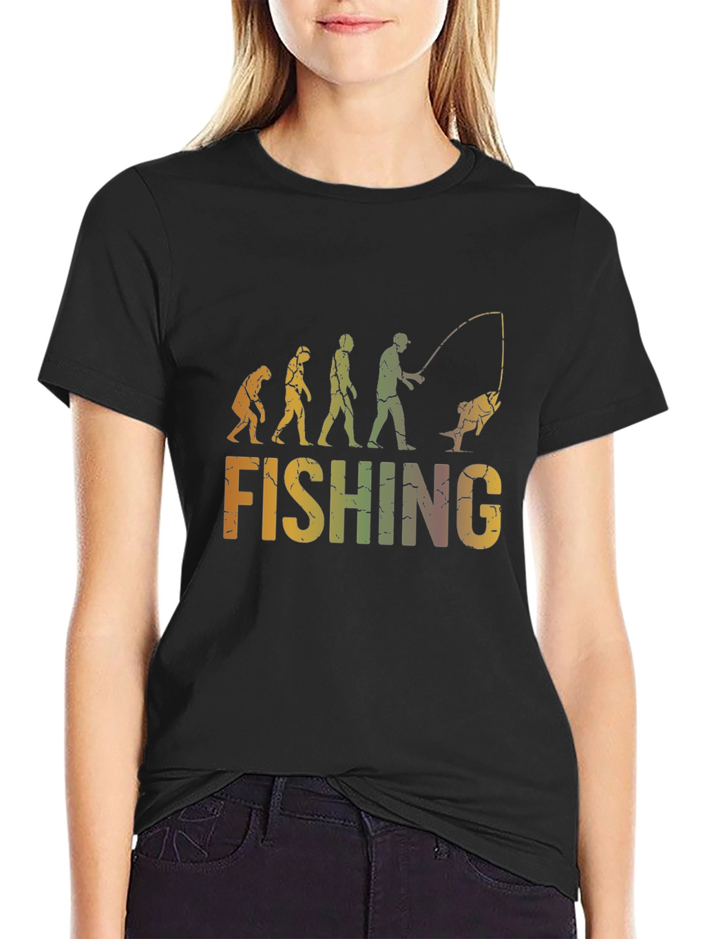 Evolution of Fishing Graphic T-Shirt - Black