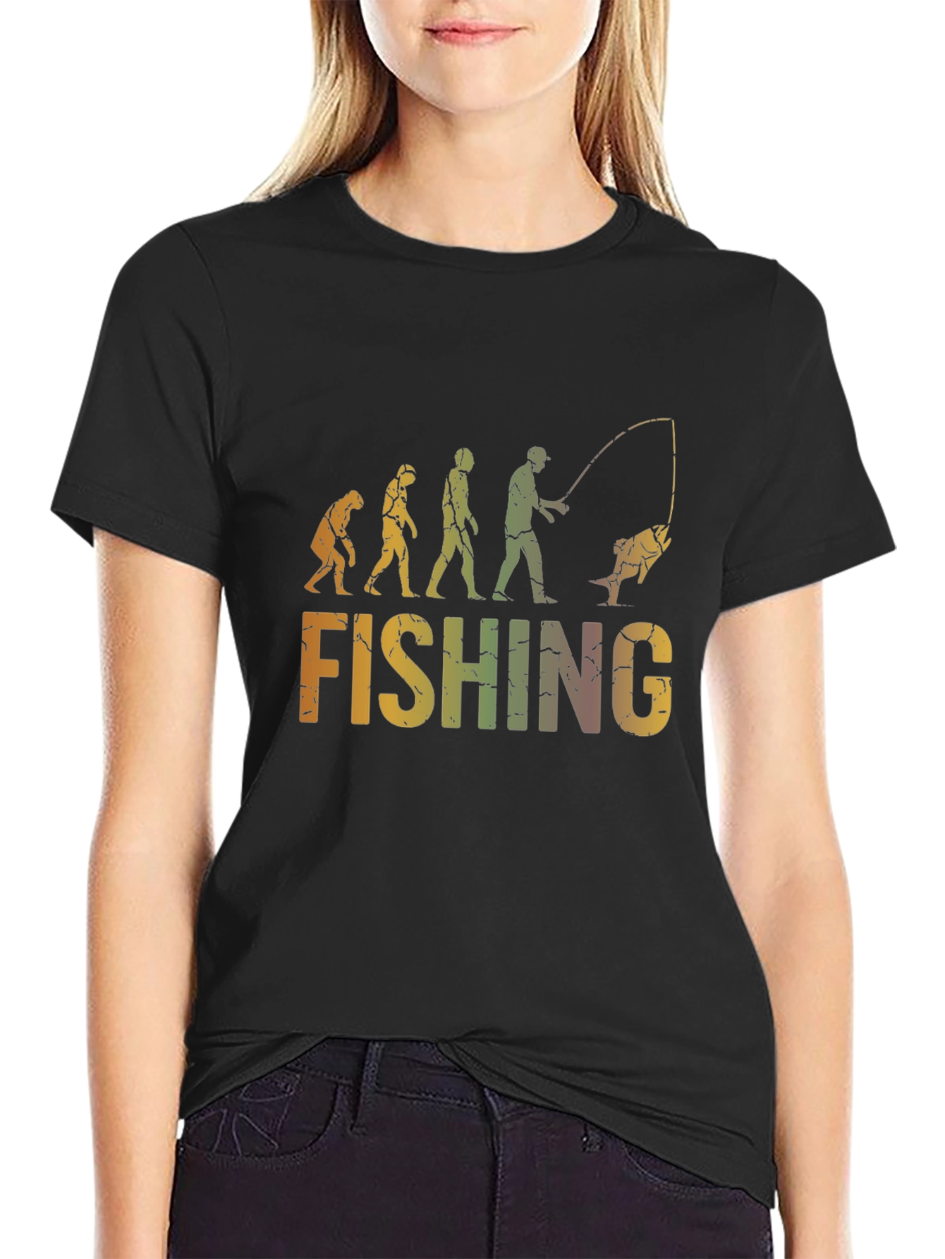 Evolution of Fishing Graphic T-Shirt - Black