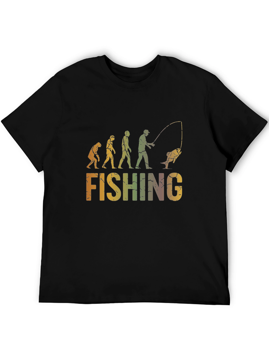 Evolution of Fishing Graphic T-Shirt - Black