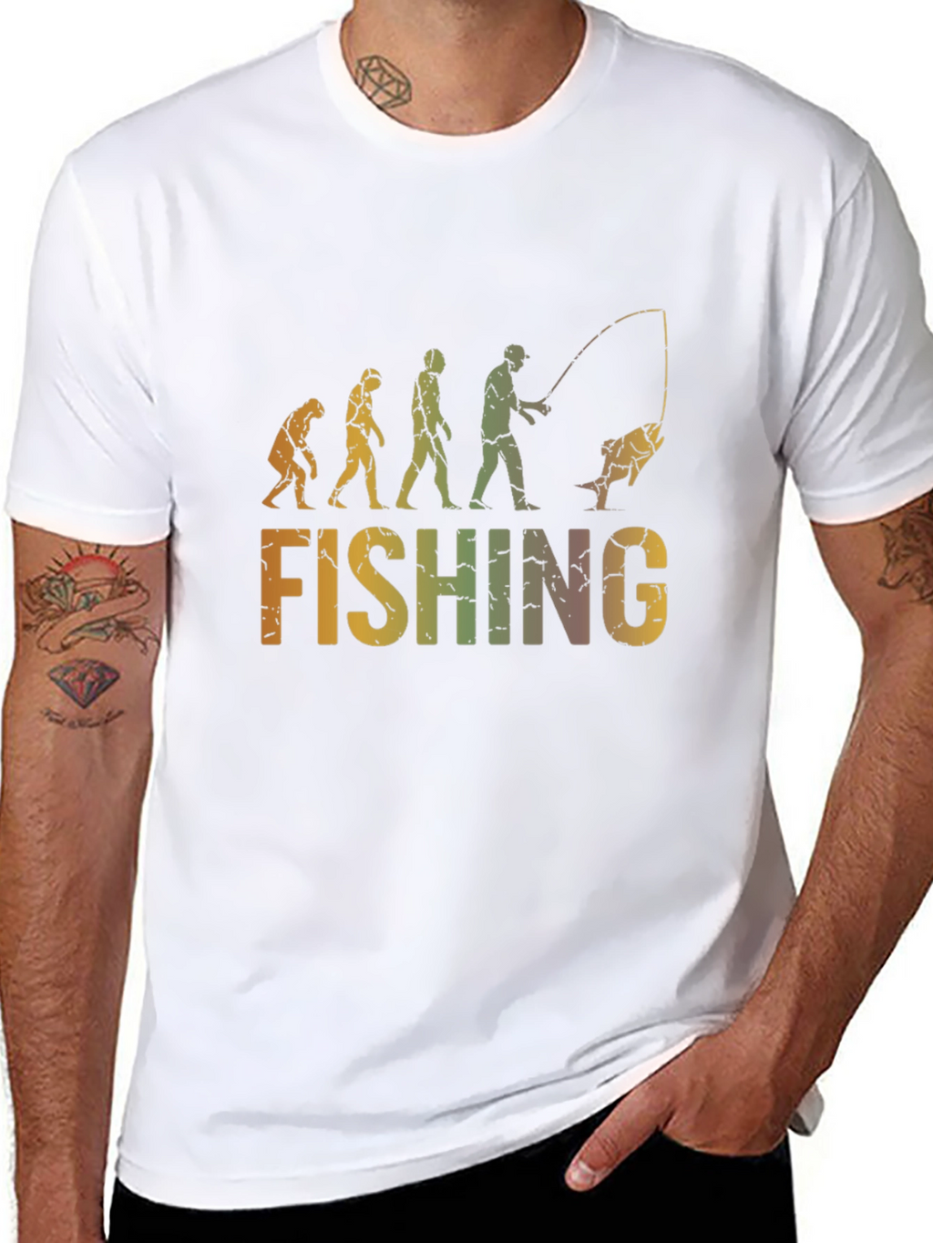 Evolution of Fishing Graphic T-Shirt - Black